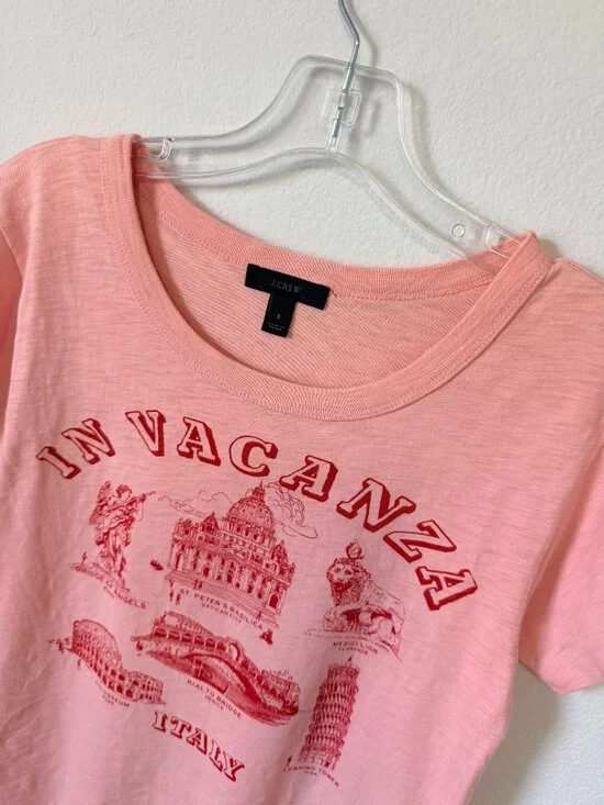 J. Crew Short Sleeve Round Neck "In Vacanza" Cotton T-Shirt Women's Size S - Picture 5 of 8